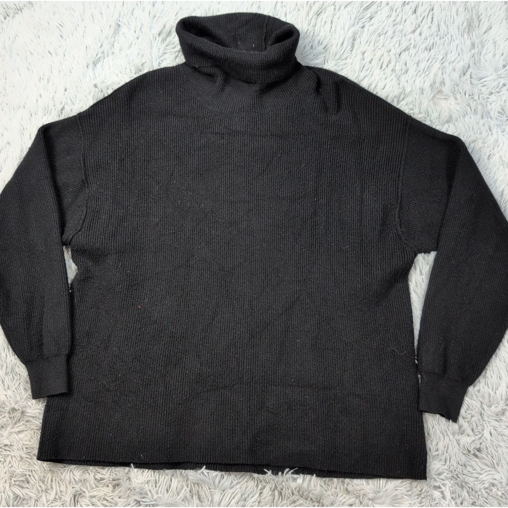 Free People Sweater Womens S Black Turtleneck Oversized Soft Comfort Preppy